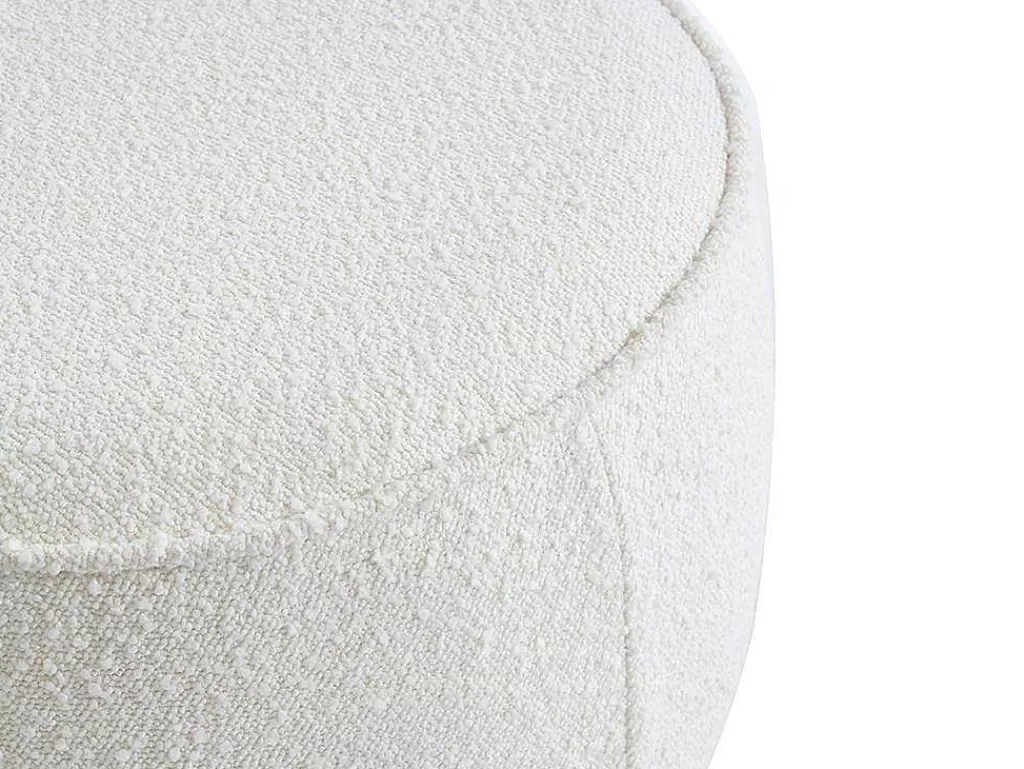 Puff*Vente-unique Pufe Em Tecido Boucle E Base Em Madeira Clara - Miloden