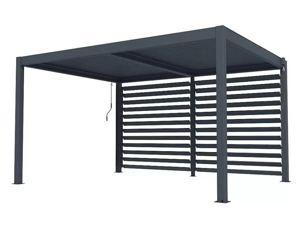 Pérgola, Coreto, Quiosque*Vente-unique Quebra-Sol Orientavel Aluminio Para Pérgola Bioclimatica Antracite L3,68 X A2,2 M - Bolsena