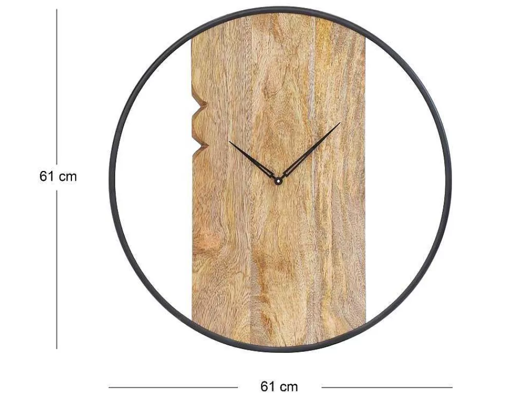 Relógio De Parede*OZAIA Relógio De Parede Bimaterial D61 Cm Madeira E Metal Natural Claro E Preto - Galou