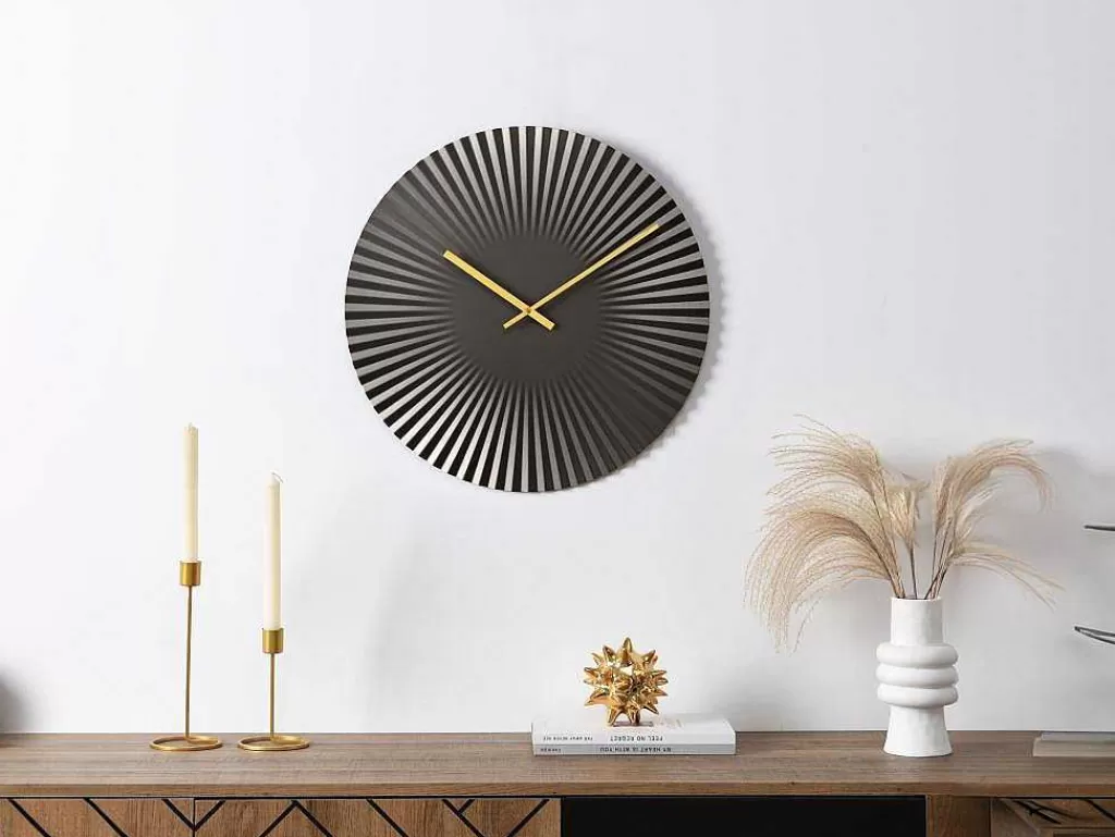 Relógio De Parede*OZAIA Relógio De Parede Design D. 50 Cm Metal Cinza Antracite - Felinar