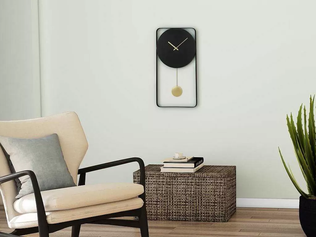 Relógio De Parede*OZAIA Relógio De Parede Em Metal L. 31 X A. 60 Cm Preto E Dourado - Fastina