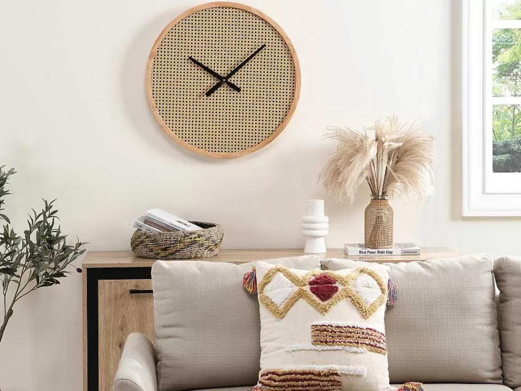 Relógio De Parede*OZAIA Relógio De Parede Em Palhinha D. 60 Cm Mdf E Madeira Natural - Fietra
