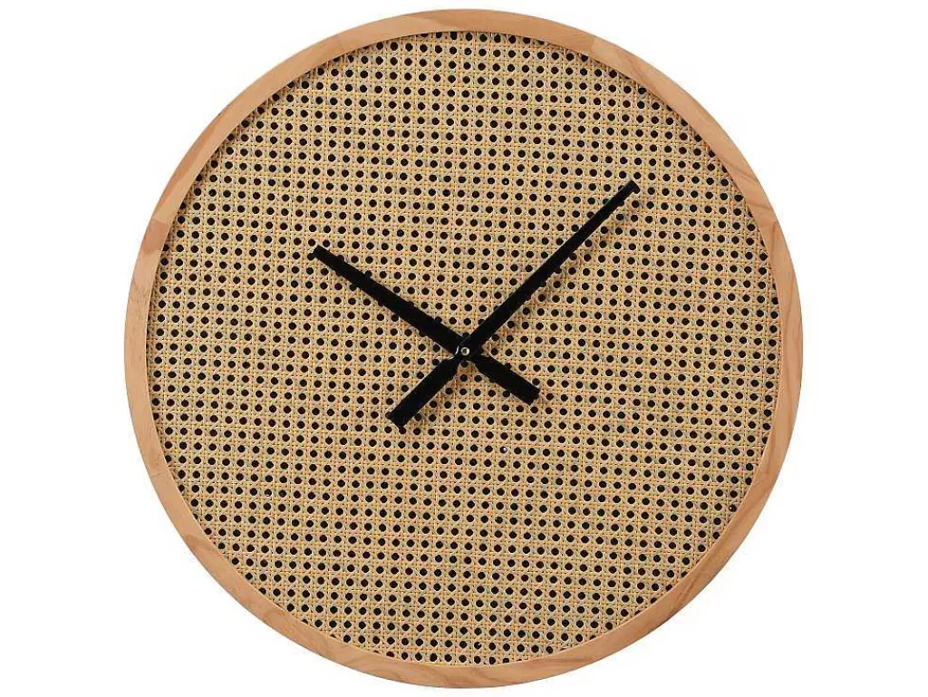 Relógio De Parede*OZAIA Relógio De Parede Em Palhinha D. 60 Cm Mdf E Madeira Natural - Fietra