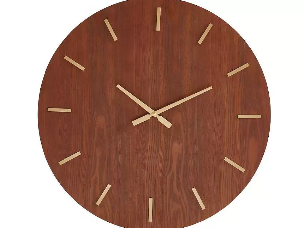 Relógio De Parede*OZAIA Relógio De Parede Grande Folheado Em Madeira De Freixo Arturo - D. 70 Cm - Castanho