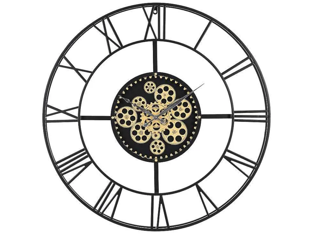 Relógio De Parede*Vente-unique Relógio De Parede Industrial D. 80 Cm Metal Preto E Dourado - Karial