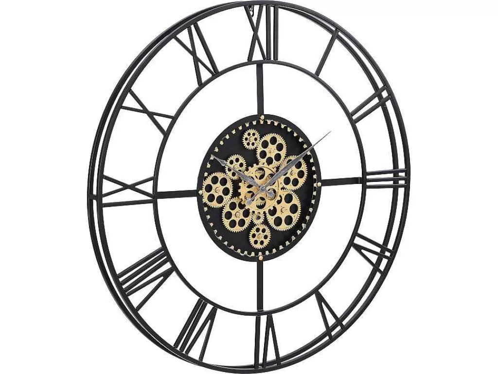 Relógio De Parede*Vente-unique Relógio De Parede Industrial D. 80 Cm Metal Preto E Dourado - Karial