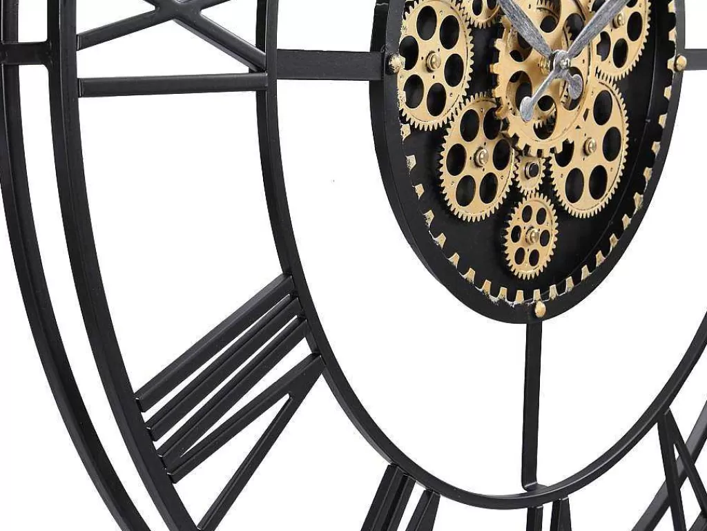 Relógio De Parede*Vente-unique Relógio De Parede Industrial D. 80 Cm Metal Preto E Dourado - Karial