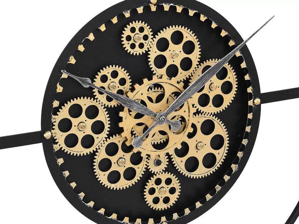 Relógio De Parede*Vente-unique Relógio De Parede Industrial D. 80 Cm Metal Preto E Dourado - Karial