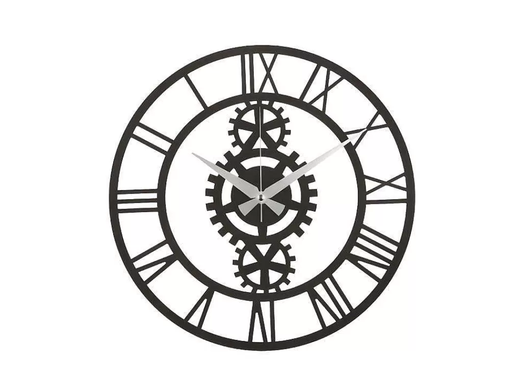 Relógio De Parede*EPIKASA Relógio Vintage 10, Preto, Prata, 50X1,5X50 Cm,