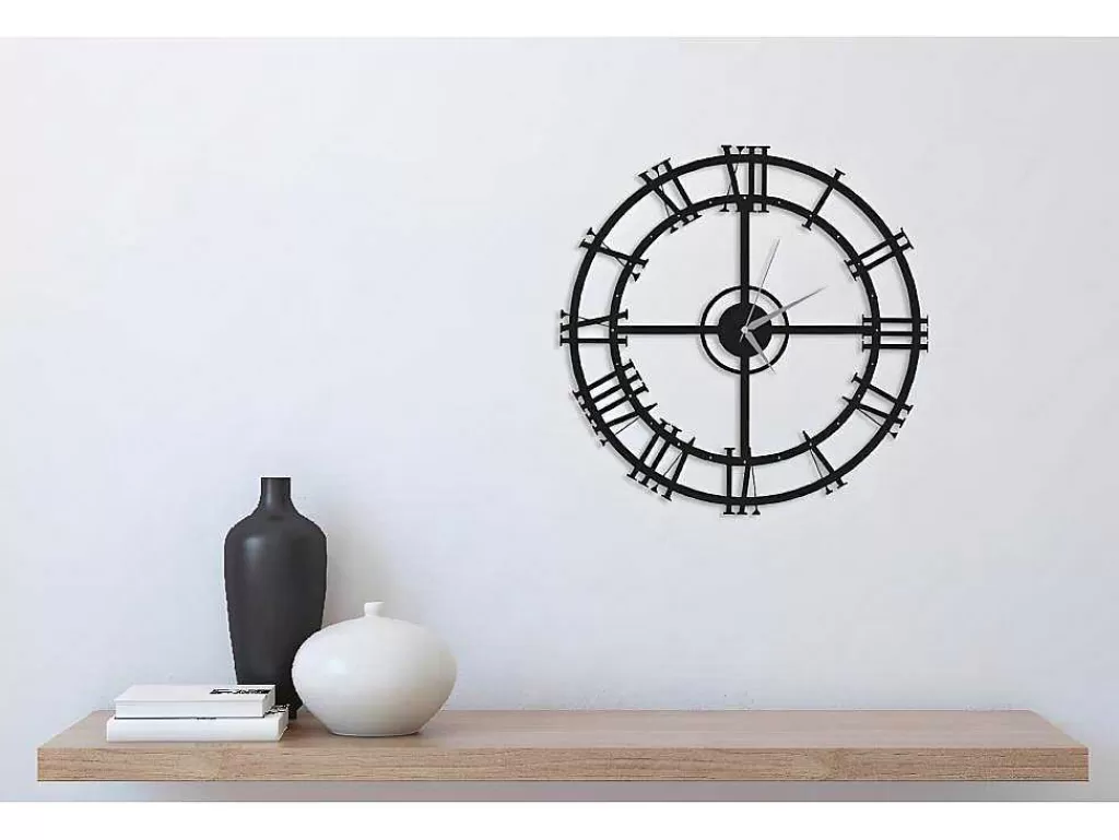 Relógio De Parede*EPIKASA Relógio Vintage 1, Preto, Prata, 50X0,16X50 Cm,