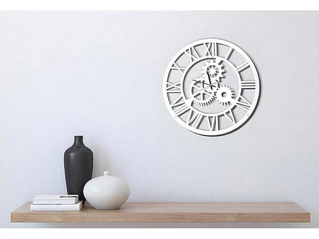 Relógio De Parede*EPIKASA Relógio Vintage 4, Branco, Preto, 50X0,16X50 Cm,