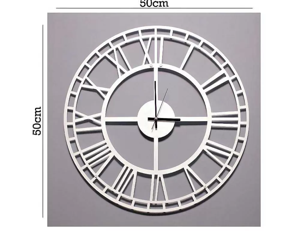 Relógio De Parede*EPIKASA Relógio Vintage 7, Branco, Preto, 50X1,5X50 Cm,