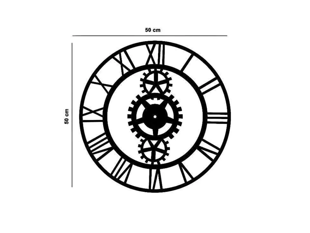 Relógio De Parede*EPIKASA Relógio Vintage 8, Preto, 50X1,5X50 Cm,
