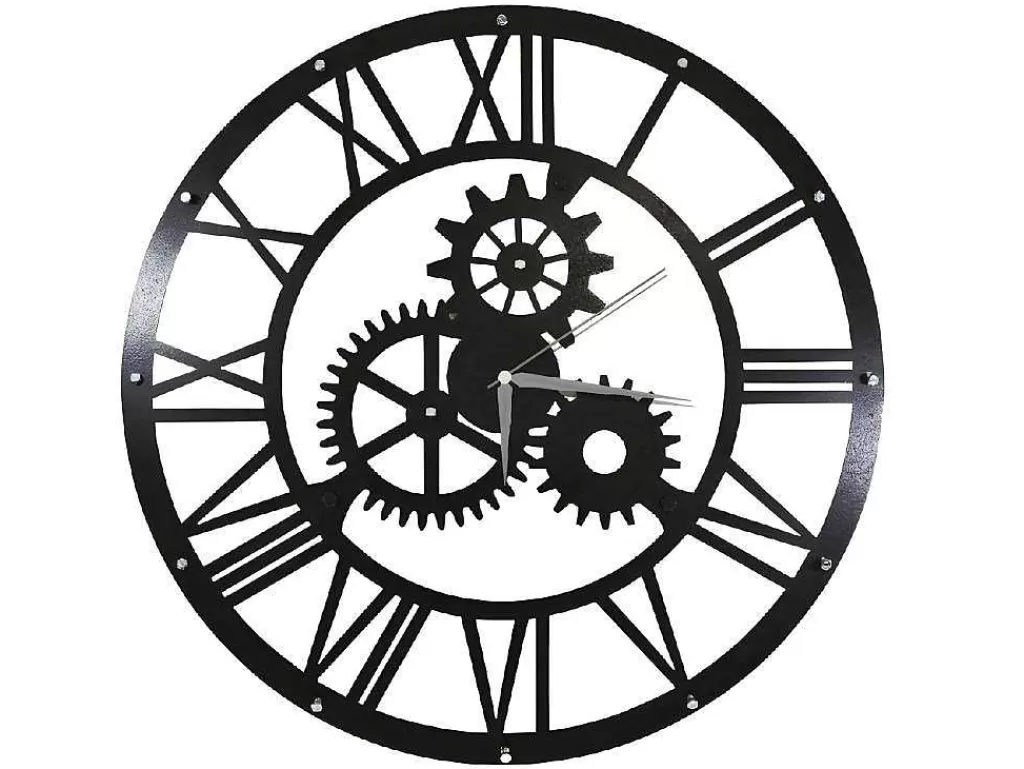Relógio De Parede*EPIKASA Relógio Vintage, Preto, Prata, 50X0,16X50 Cm,