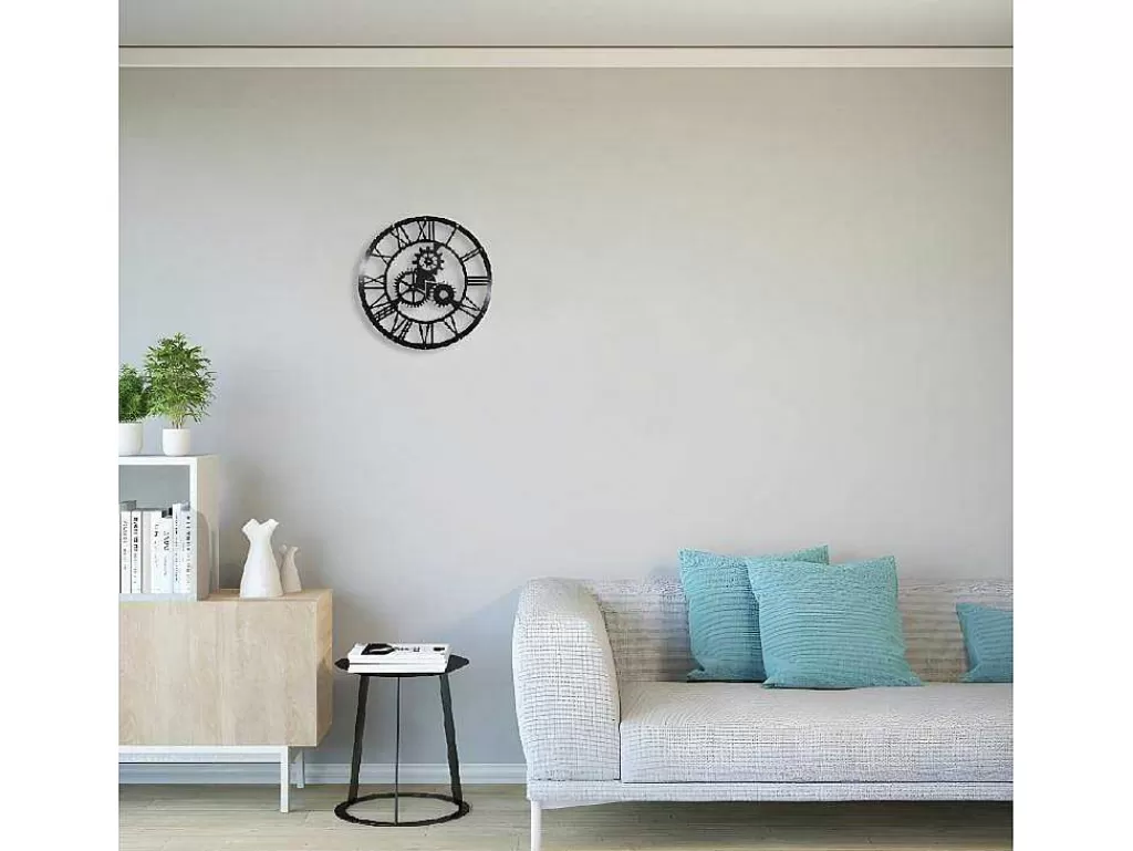 Relógio De Parede*EPIKASA Relógio Vintage, Preto, Prata, 50X0,16X50 Cm,