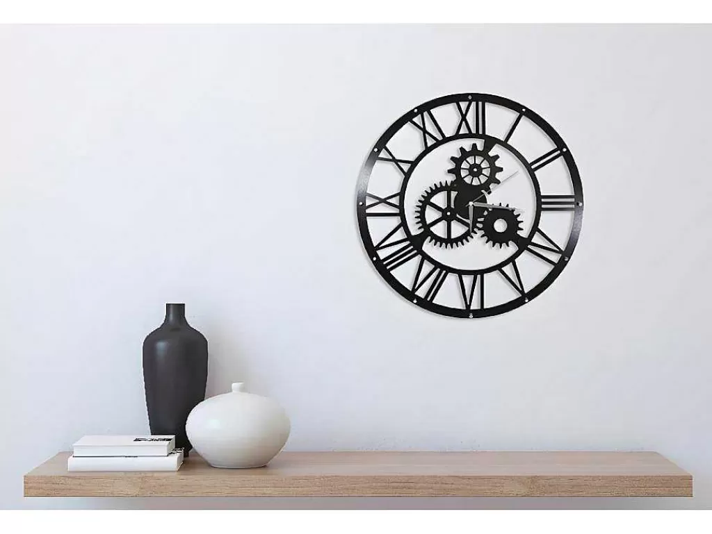 Relógio De Parede*EPIKASA Relógio Vintage, Preto, Prata, 50X0,16X50 Cm,