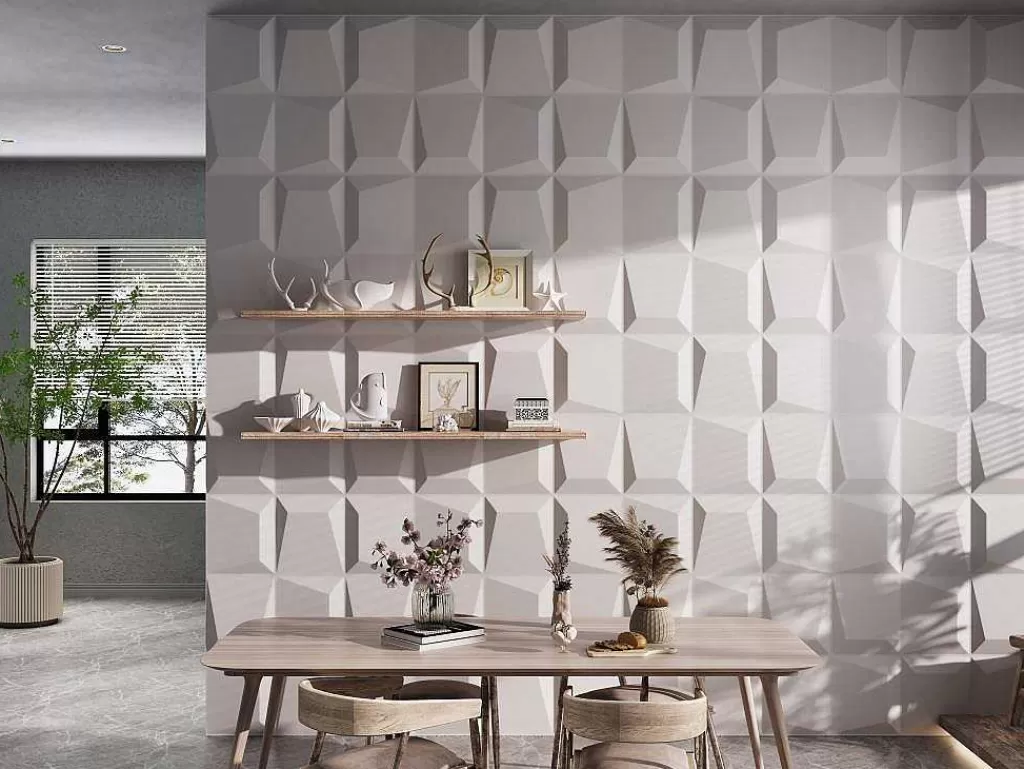 Painel De Parede*Vente-unique Revestimento De Parede 3D Tessel Para Pintar - Pack De 3M - Lote De 6 Pecas