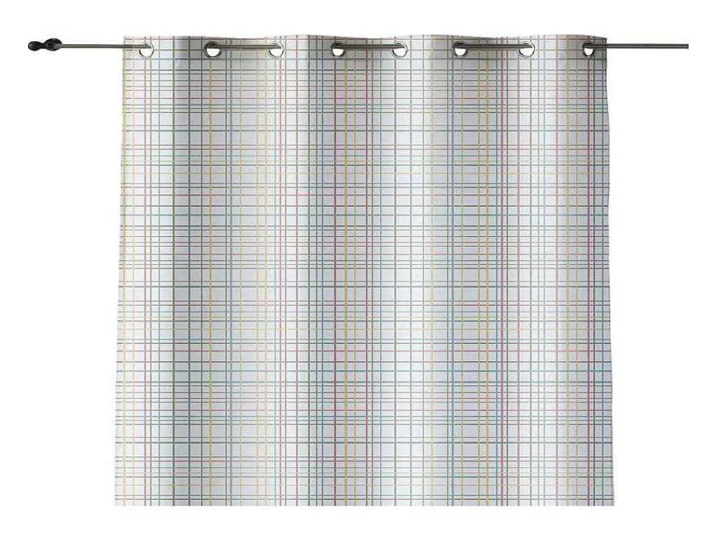 Têxtil De Casa*Purline Rideau 100% Coton 1 Piece Blanc A Lignes Pastels 140X260