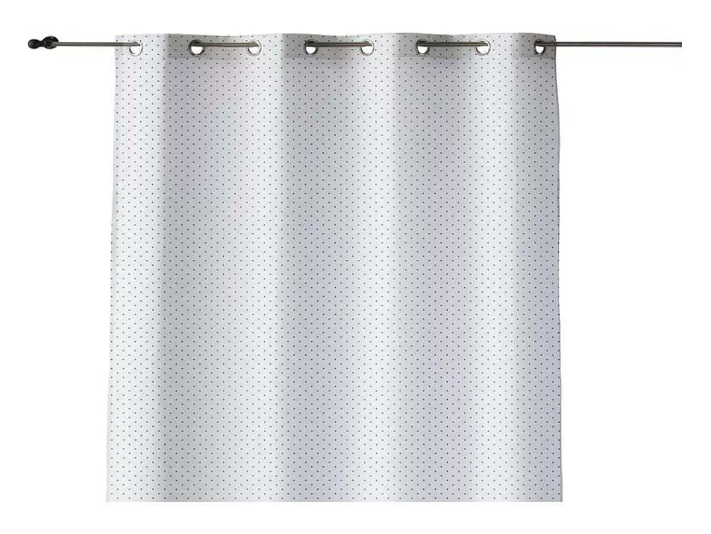 Têxtil De Casa*Purline Rideau 100% Coton 1 Piece Blanc A Pois Gris 140X260