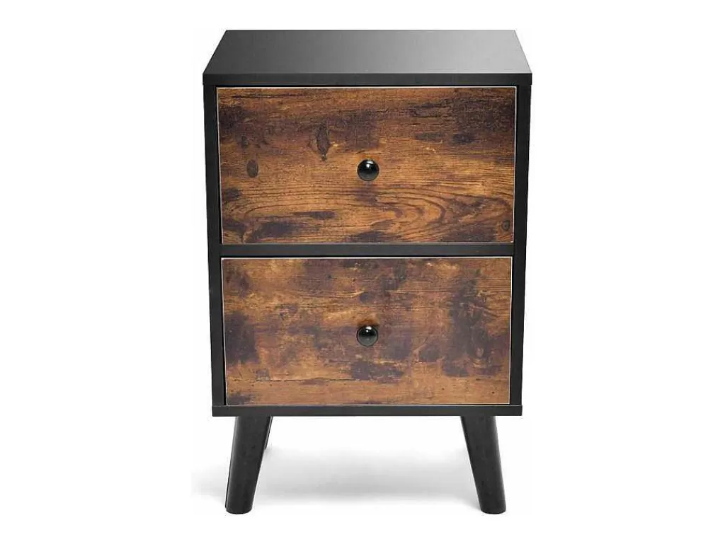 Móvel Para Quarto De Crianças*Frankystar Rocco - Mesa De Cabeceira De Design Em Madeira Com 2 Gavetas. Mesa De Cabeceira Contemporanea Com Pés Em Pinho Lacado.