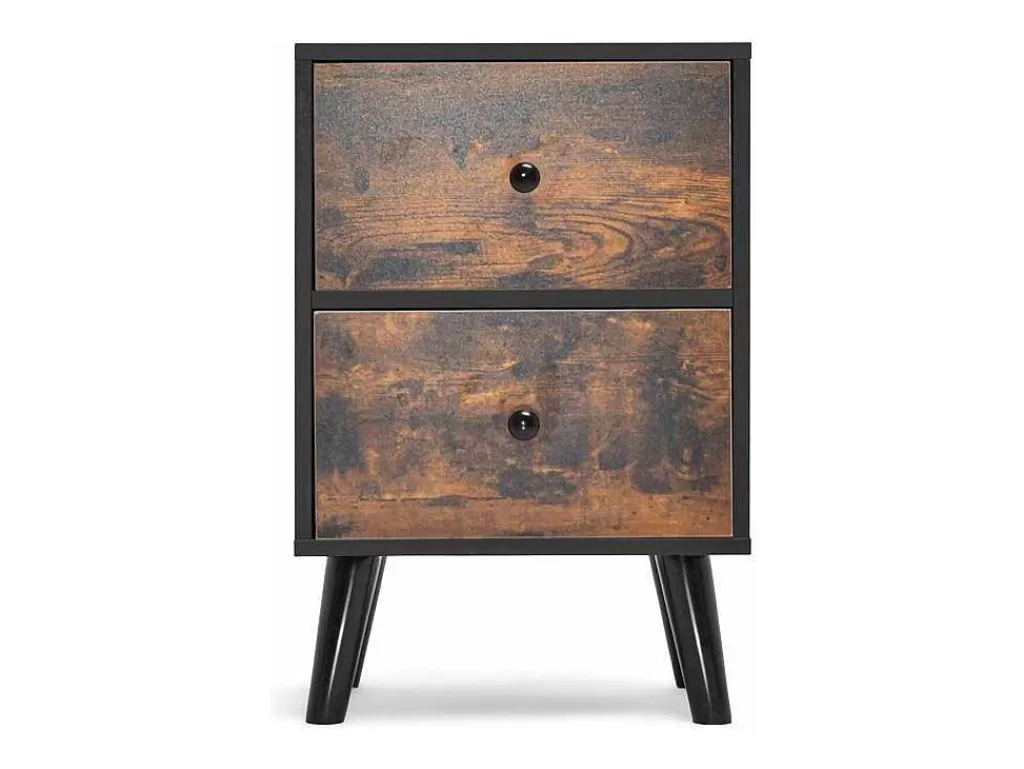 Móvel Para Quarto De Crianças*Frankystar Rocco - Mesa De Cabeceira De Design Em Madeira Com 2 Gavetas. Mesa De Cabeceira Contemporanea Com Pés Em Pinho Lacado.