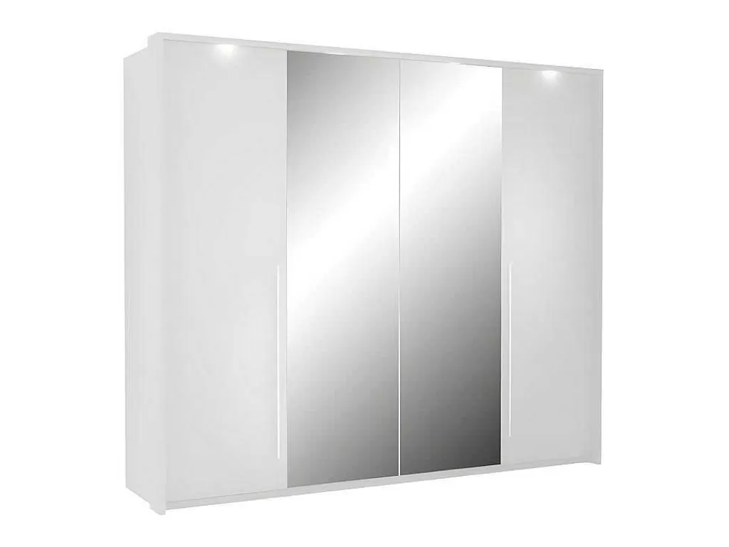 Armário E Roupeiro*Vente-unique Roupeiro 2 Portas Com Espelho E Leds De C255 Cm Cor Branco - Ingina