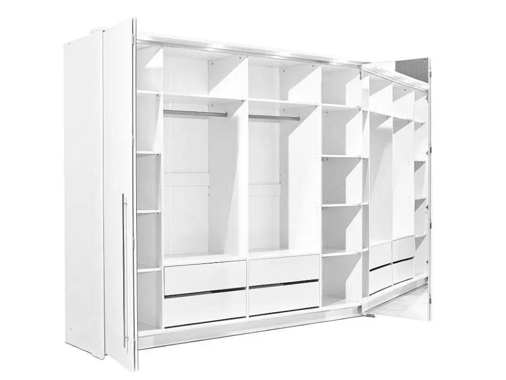 Armário E Roupeiro*Vente-unique Roupeiro 2 Portas Com Espelho E Leds De C255 Cm Cor Branco - Ingina