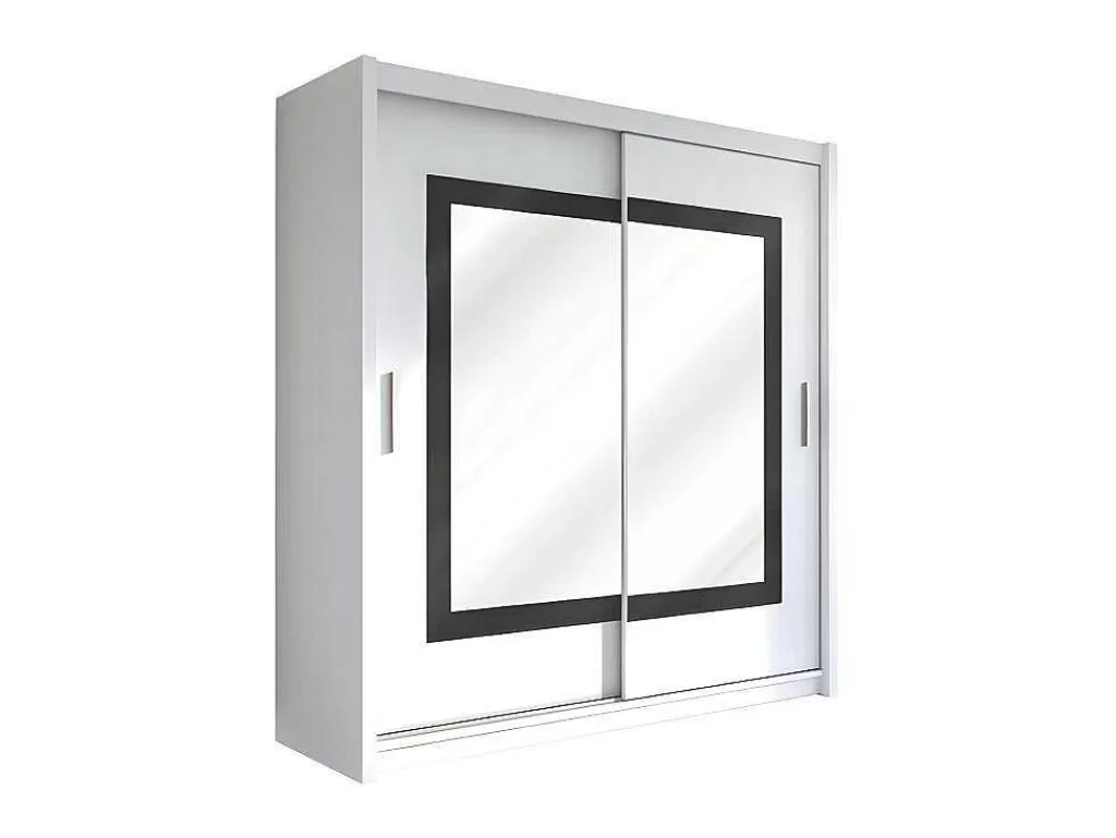 Armário E Roupeiro*Vente-unique Roupeiro 2 Portas Corredicas Com Espelho De C203 Cm Cor Branco - Autlan