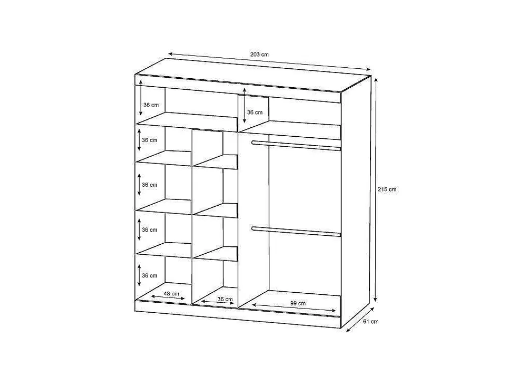 Armário E Roupeiro*Vente-unique Roupeiro 2 Portas Corredicas Com Espelho De C203 Cm Cor Branco - Autlan