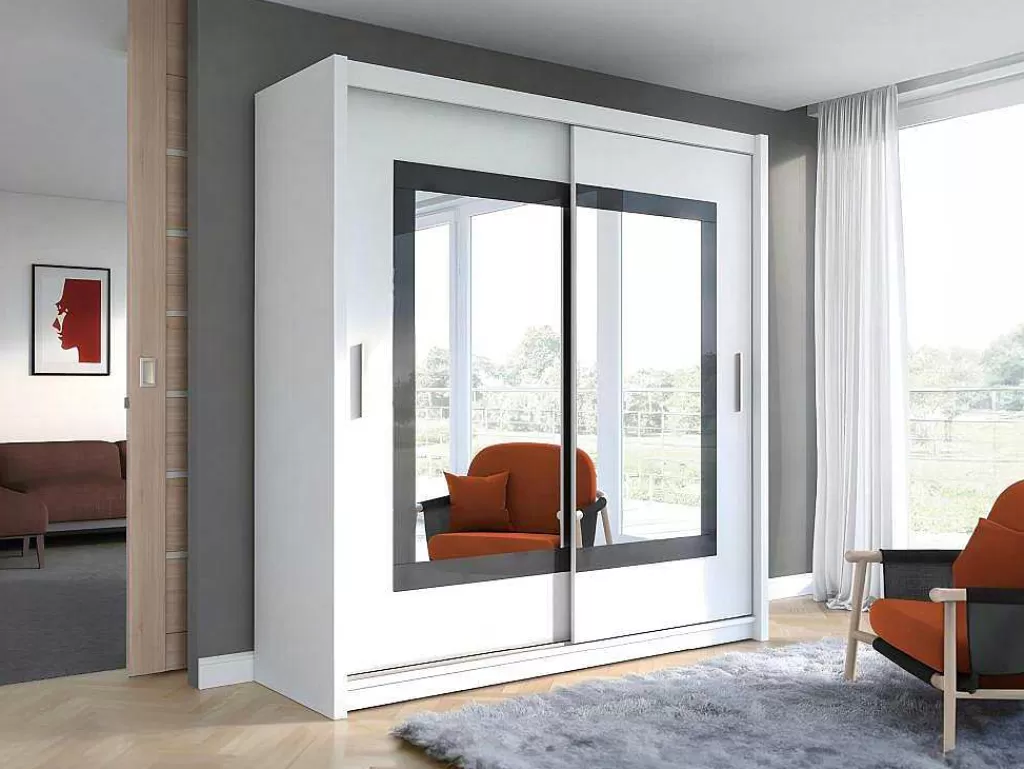 Armário E Roupeiro*Vente-unique Roupeiro 2 Portas Corredicas Com Espelho De C203 Cm Cor Branco - Autlan