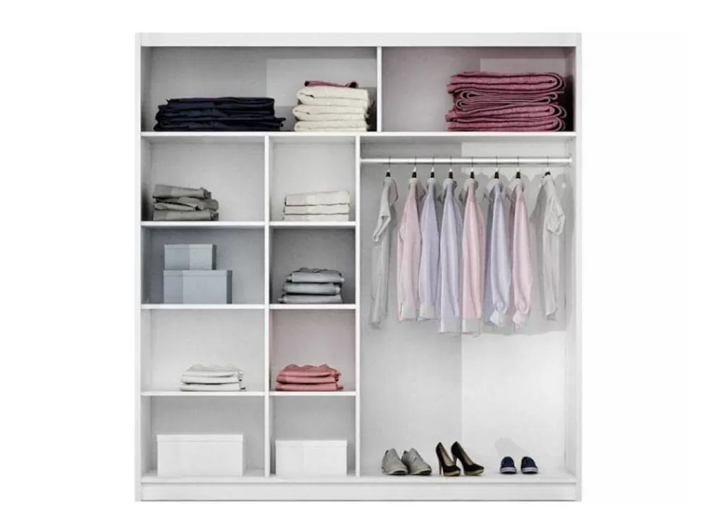 Armário E Roupeiro*Vente-unique Roupeiro 2 Portas Corredicas Com Espelho De C203 Cm Cor Branco - Autlan