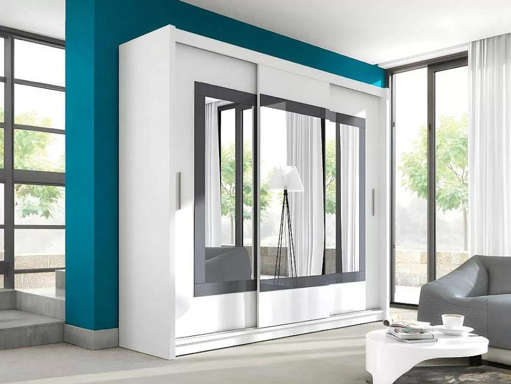 Armário E Roupeiro*Vente-unique Roupeiro 3 Portas Corredicas Com Espelho De C250 Cm Cor Branco - Autlan