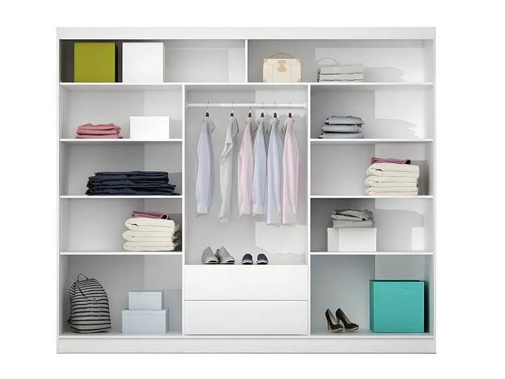 Armário E Roupeiro*Vente-unique Roupeiro 3 Portas Corredicas Com Espelho De C250 Cm Cor Branco - Autlan