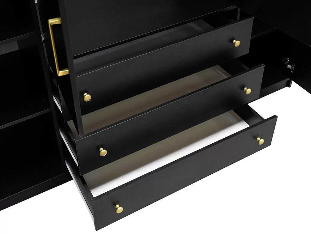 Armário E Roupeiro*Vente-unique Roupeiro 4 Portas E 3 Gavetas C196 Cm Preto - Lizandro