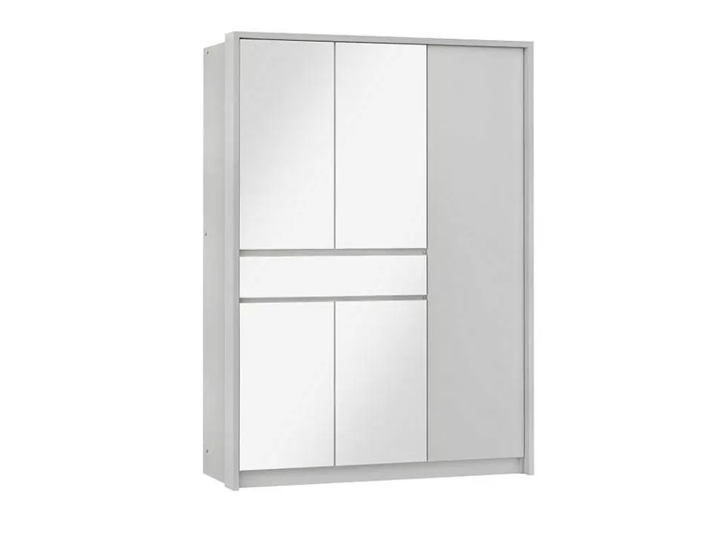 Armário E Roupeiro*Vente-unique Roupeiro 5 Portas E 1 Gaveta Com Espelho De C157 Cm Cor Branco - Zadia