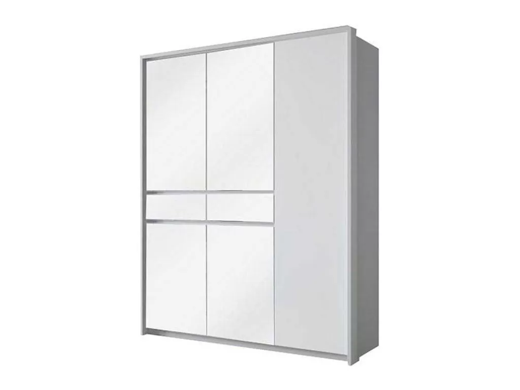 Armário E Roupeiro*Vente-unique Roupeiro 5 Portas E 1 Gaveta Com Espelho De C157 Cm Cor Branco - Zadia
