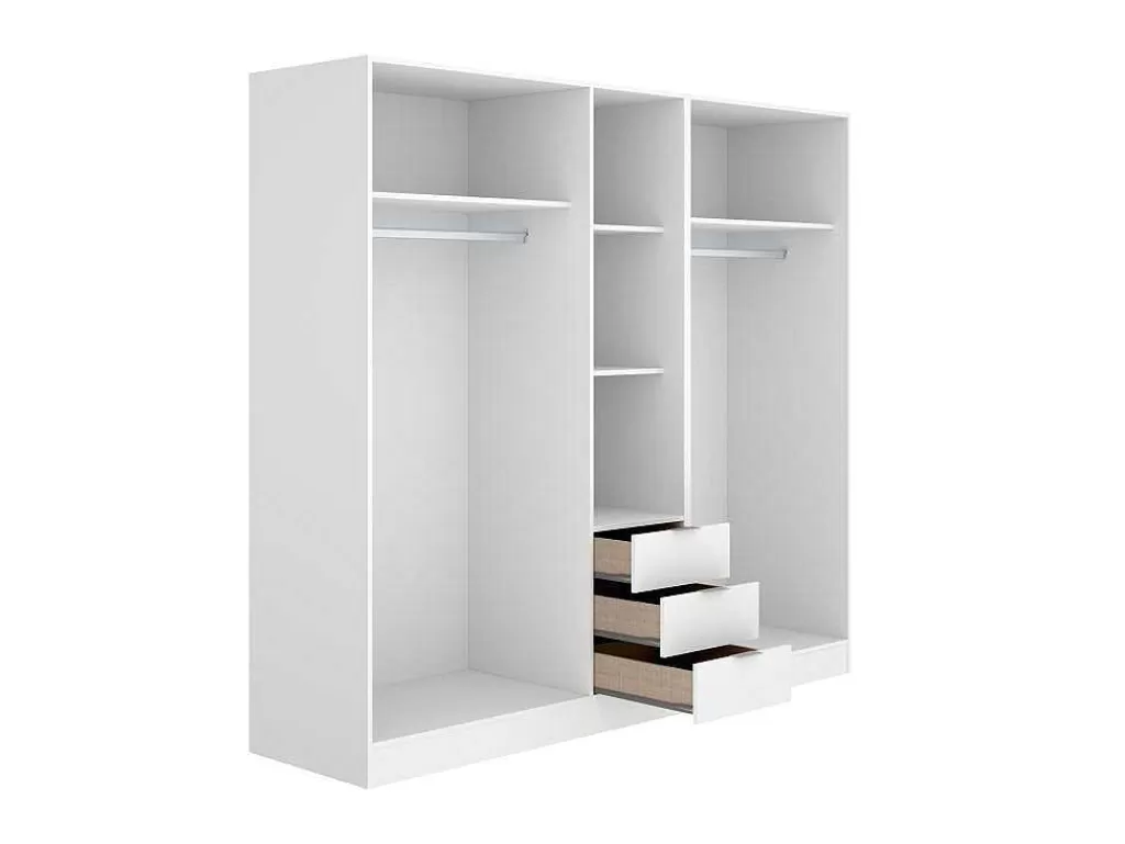 Armário E Roupeiro*Vente-unique Roupeiro 5 Portas E 3 Gavetas C202 Cm Branco - Listowel
