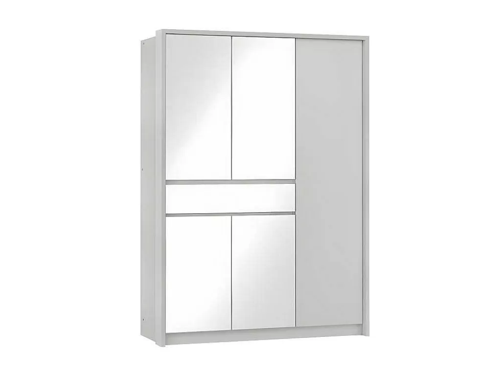 Armário E Roupeiro*Vente-unique Roupeiro 6 Portas E 1 Gaveta Com Espelho De C200 Cm Cor Branco - Zadia