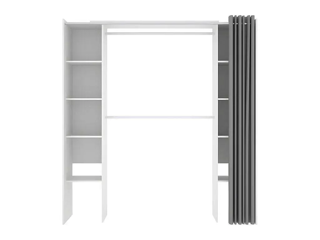 Armário E Roupeiro*Vente-unique Roupeiro Aberto Extensivel Com Cortina Disponivel Em Branco E Cinza - C110 / 180Cm - Dorian