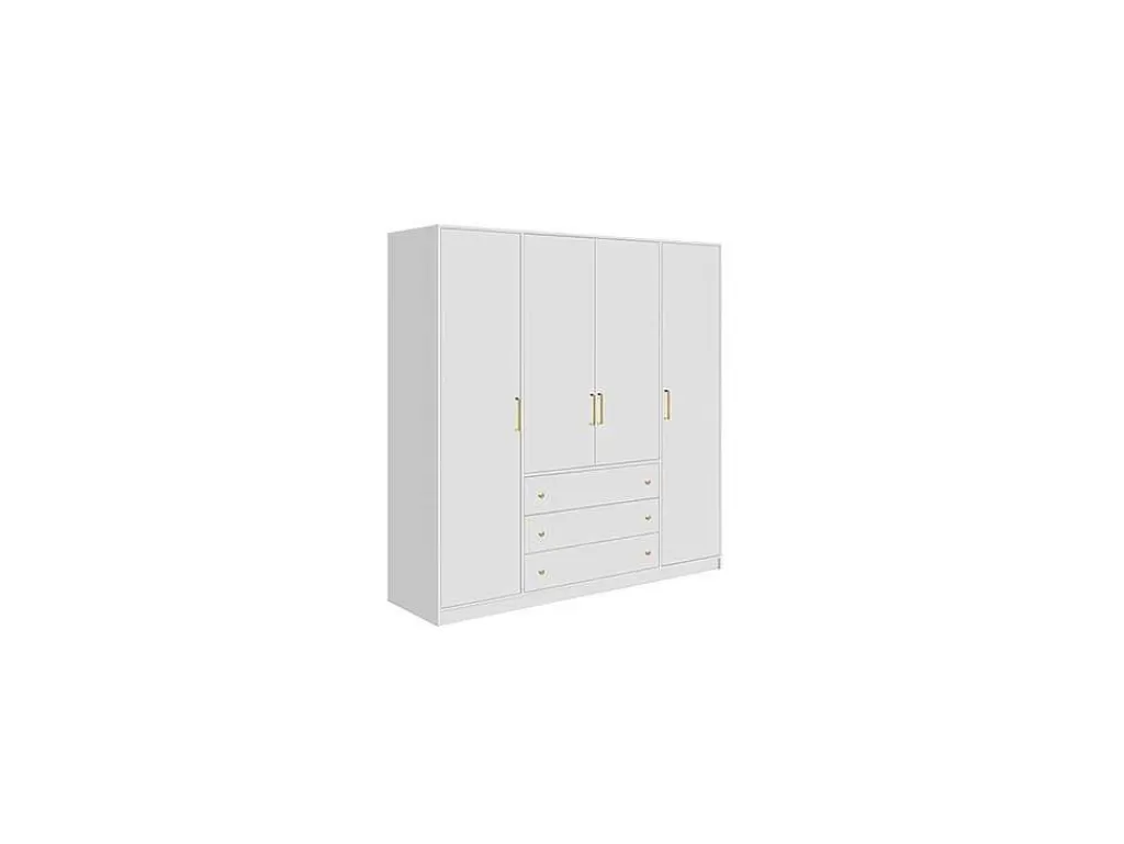 Armário E Roupeiro*Vente-unique Roupeiro Com 4 Portas E 3 Gavetas C196 Cm Branco - Lizandro
