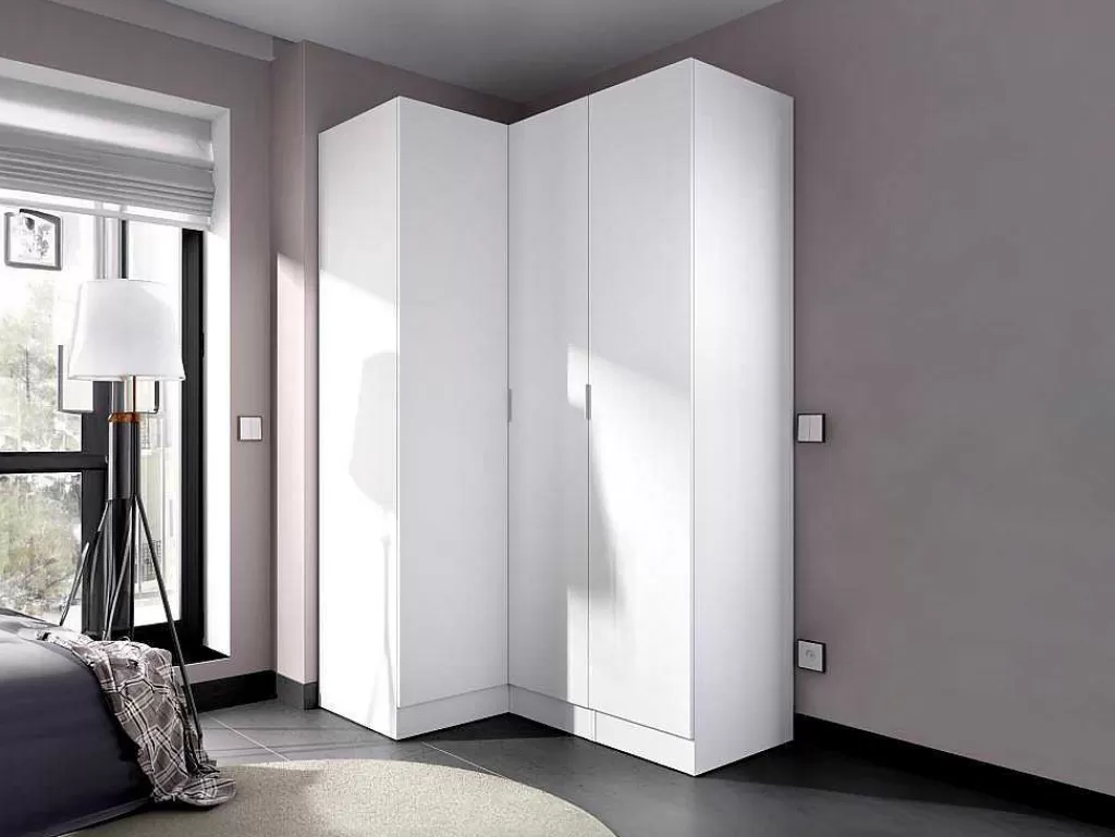 Armário E Roupeiro*Vente-unique Roupeiro De Canto 3 Portas C132 Cm Branco - Listowel