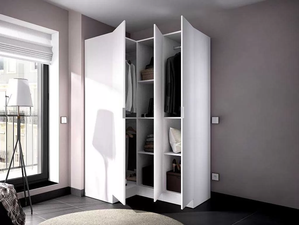 Armário E Roupeiro*Vente-unique Roupeiro De Canto 3 Portas C132 Cm Branco - Listowel