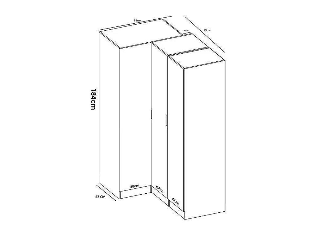 Armário E Roupeiro*Vente-unique Roupeiro De Canto 3 Portas C132 Cm Branco - Listowel