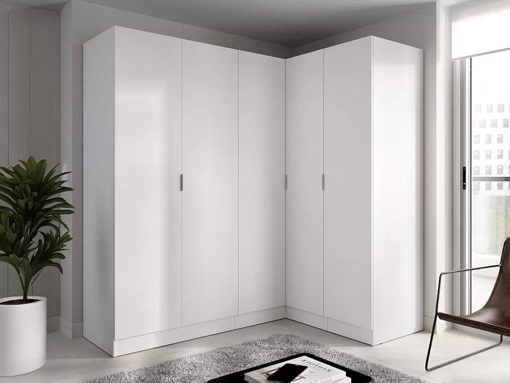Armário E Roupeiro*Vente-unique Roupeiro De Canto 5 Portas C173 Cm Branco - Listowel