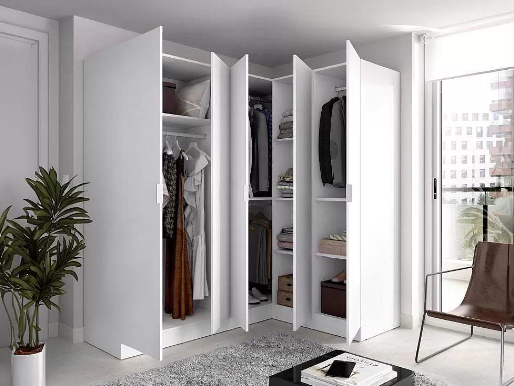 Armário E Roupeiro*Vente-unique Roupeiro De Canto 5 Portas C173 Cm Branco - Listowel