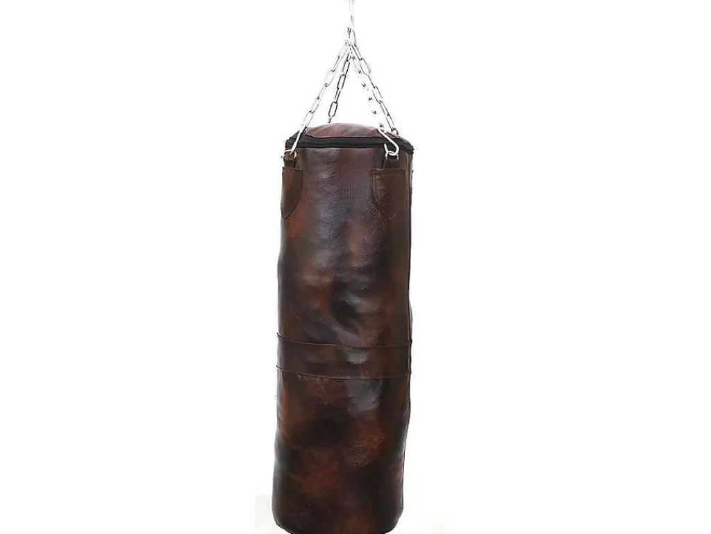 Estátua*OZAIA Saco De Boxe Pequeno Vintage Em Pele Tyson - A. 76 Cm - Castanho