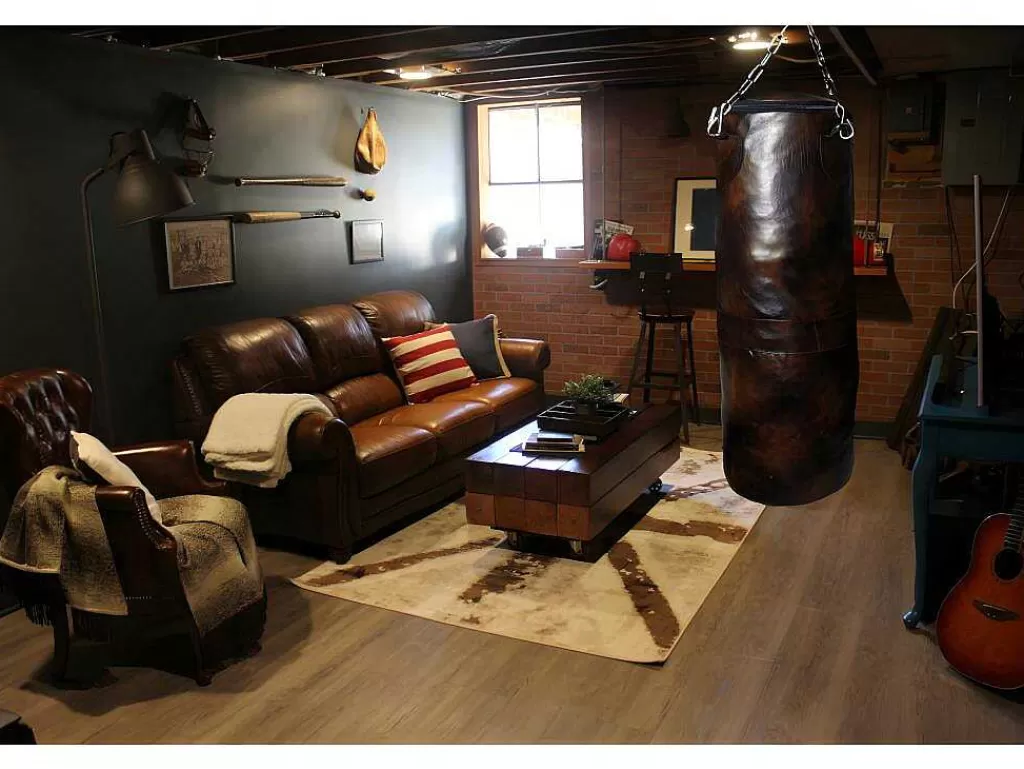 Estátua*OZAIA Saco De Boxe Pequeno Vintage Em Pele Tyson - A. 76 Cm - Castanho