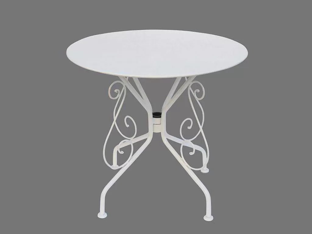 Conjunto Mesa E Cadeiras De Jardim*MYLIA Sala De Jantar De Jardim Em Metal Estilo Ferro Forjado: Uma Mesa E 4 Cadeiras Brancas - Guermantes