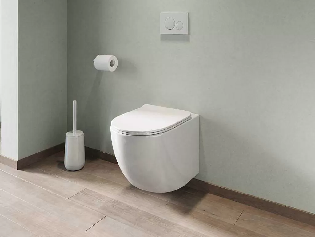 Sanita Suspensa*Vente-unique Sanita Suspensa Branco Brilhante Com Estrutura De Suporte E Placa De Descarga - Javoine