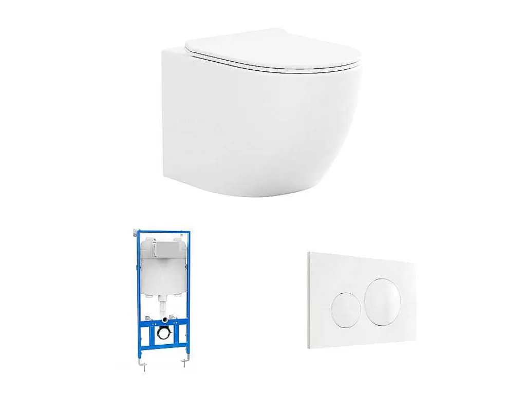 Sanita Suspensa*Vente-unique Sanita Suspensa Branco Brilhante Com Estrutura De Suporte E Placa De Descarga - Javoine